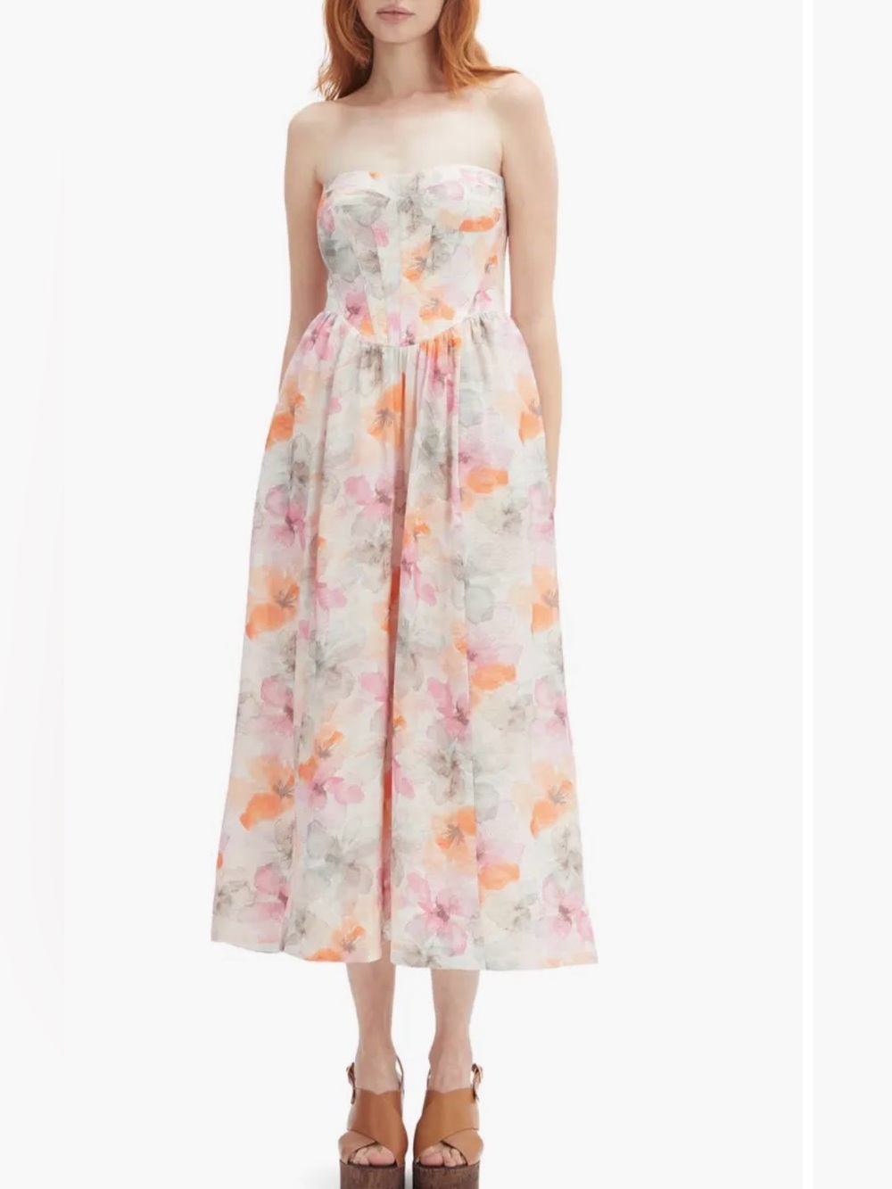 Bardot, Lola Floral Strapless Corset Dress 15” P2P Size S Sz 4 | 1211
